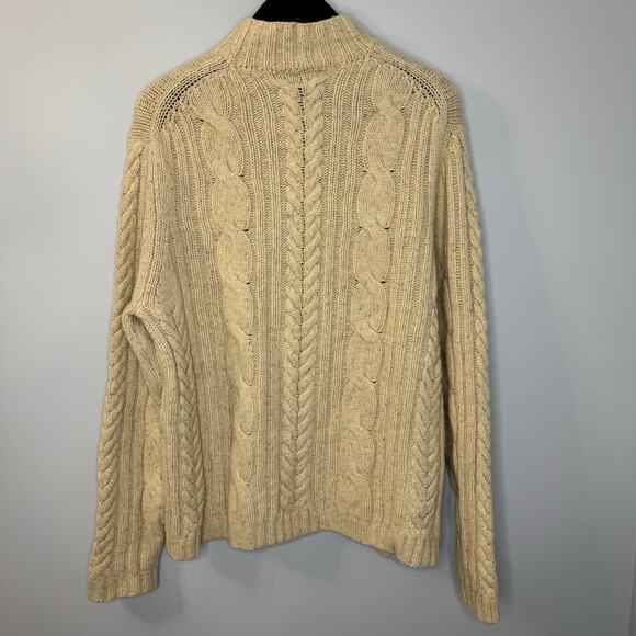Brooks Brothers Wool Heavy Cable Knit Fisherman High Neck Women’s L Cream - Picture 6 of 8